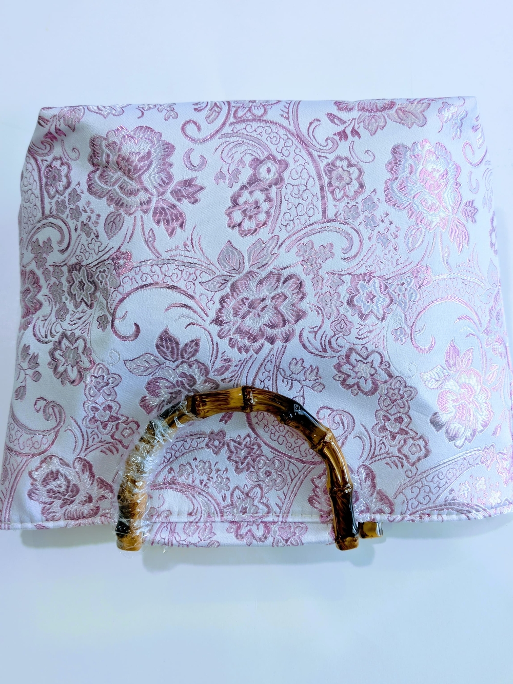 Luxury Floral Embroidered Tote Bag Genuine Bamboo Handle Brocade Boho Chic NWT - Picture 9 of 12